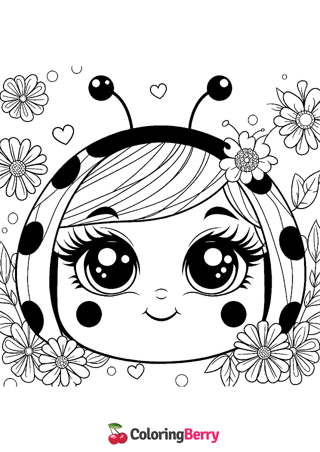 Ladybug Face Coloring Page