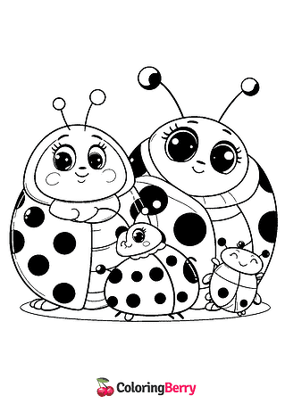 Ladybug Family Coloring Page