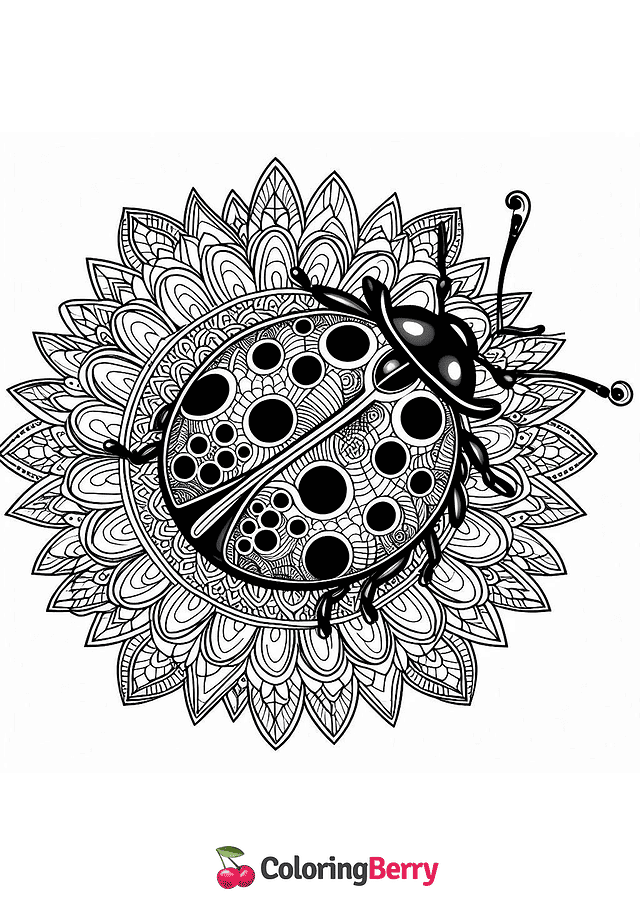 Ladybug Mandala Coloring Page