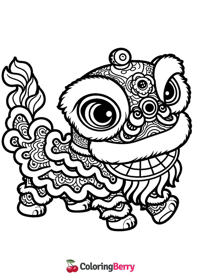 Lion Dance Coloring Page