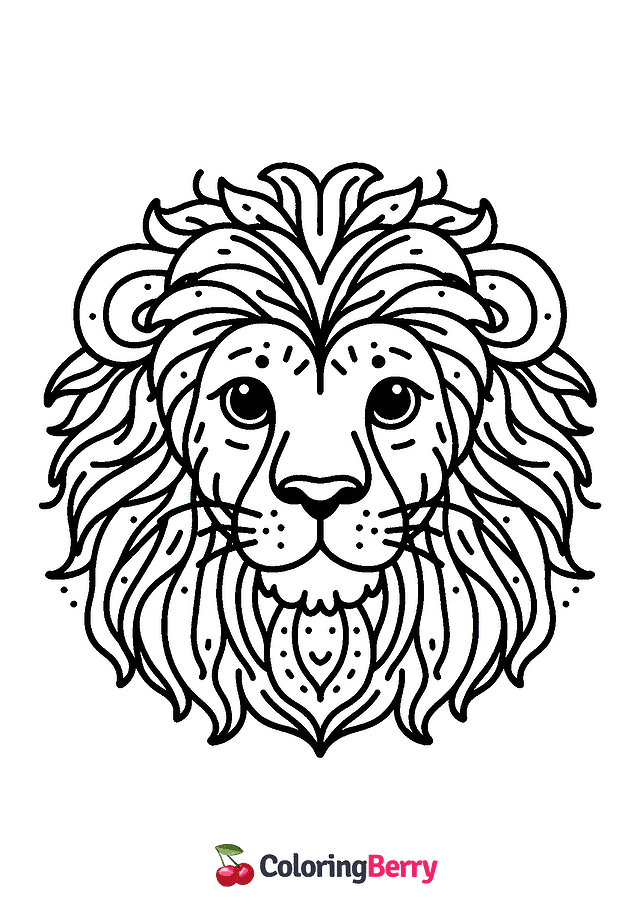 Lion Head Coloring Page