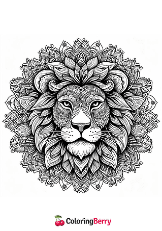 Lion Mandala Coloring Page