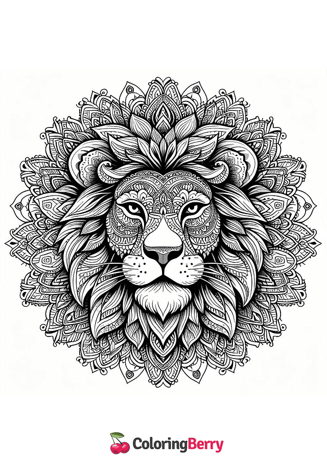 Lion Mandala Coloring Page