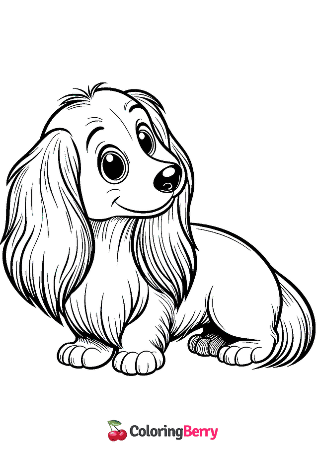 Long Haired Dachshund Coloring Page