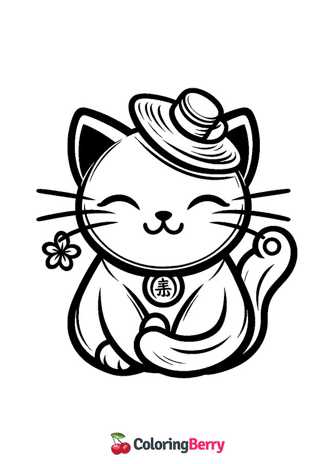 Lucky Cat Coloring Page