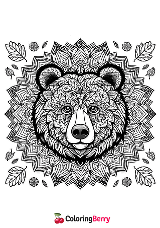 Mandala Bear Coloring Page