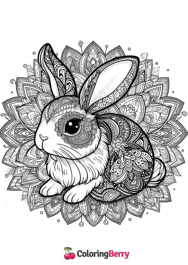 Mandala Bunny Coloring Page