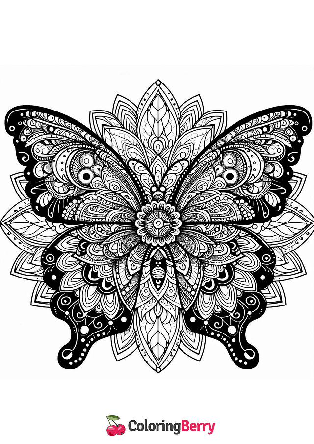 Mandala Butterfly Coloring Page