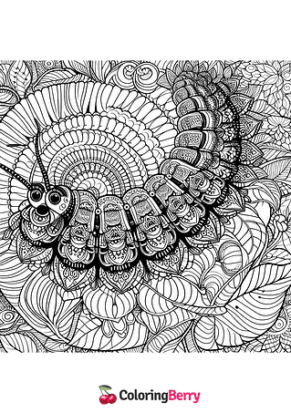 Mandala Caterpillar Coloring Page