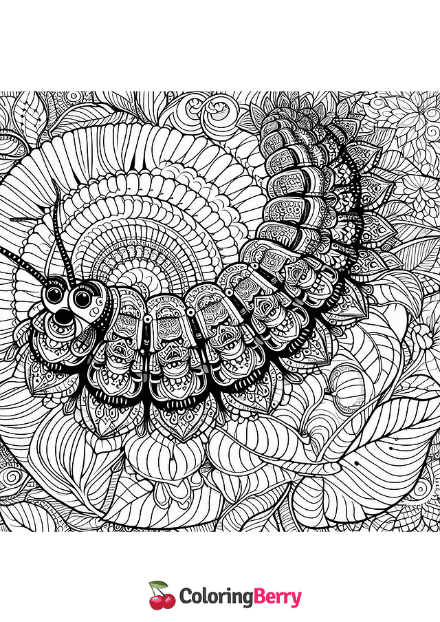 Mandala Caterpillar Coloring Page