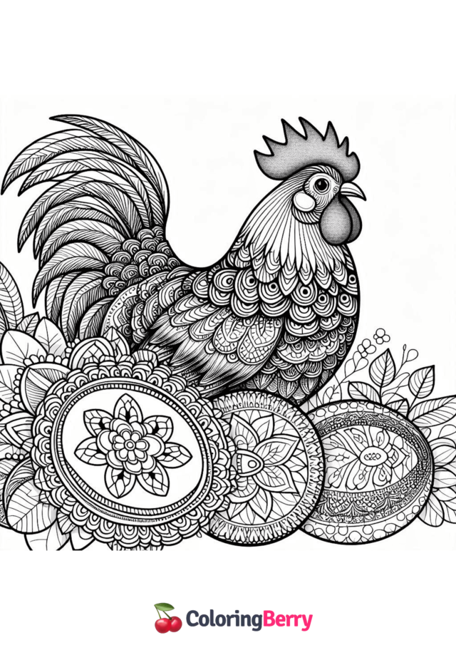 Mandala Chicken Coloring Page