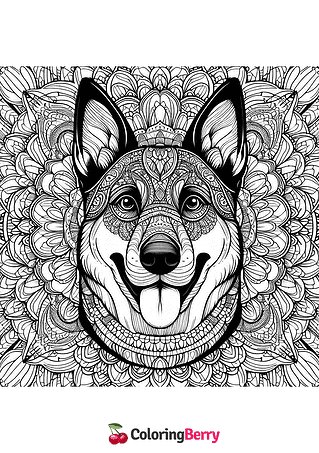 Mandala Dog Coloring Page