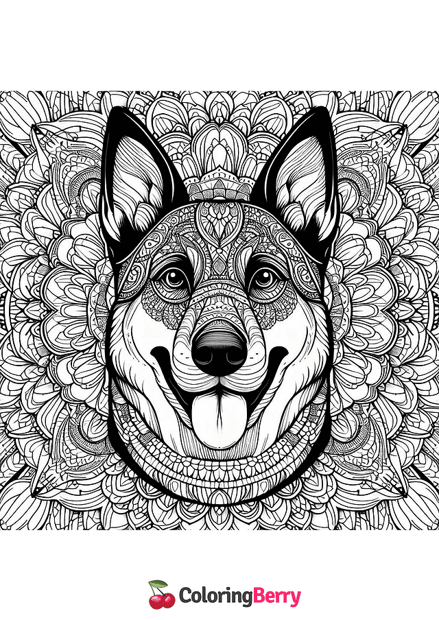 Mandala Dog Coloring Page