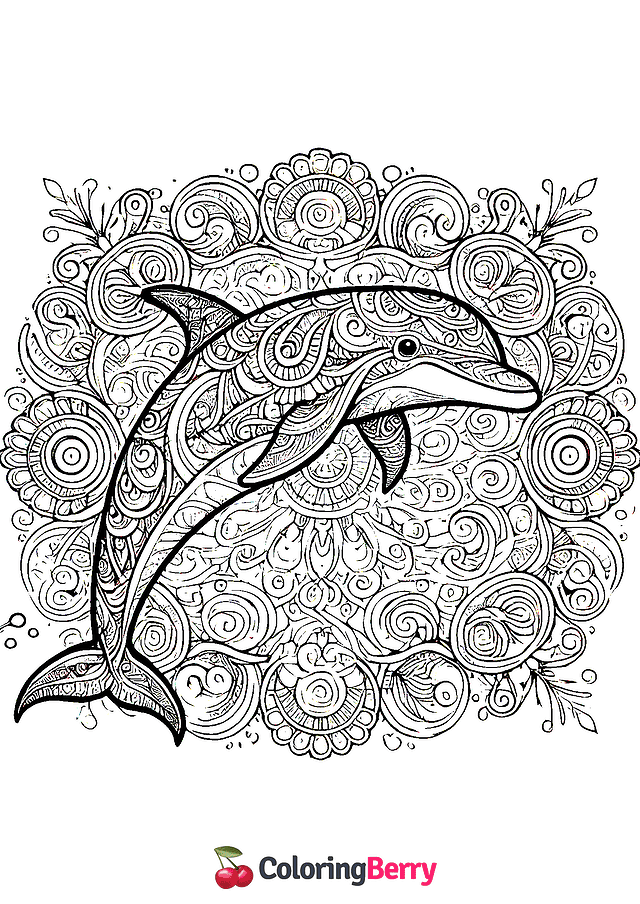 Mandala Dolphin Coloring Page