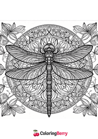 Mandala Dragonfly Coloring Page