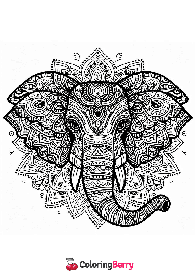 Mandala Elephant Coloring Page