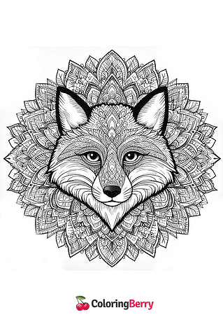 Mandala Fox Coloring Page