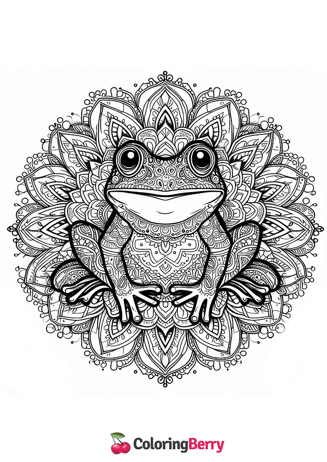 Mandala Frog Coloring Page