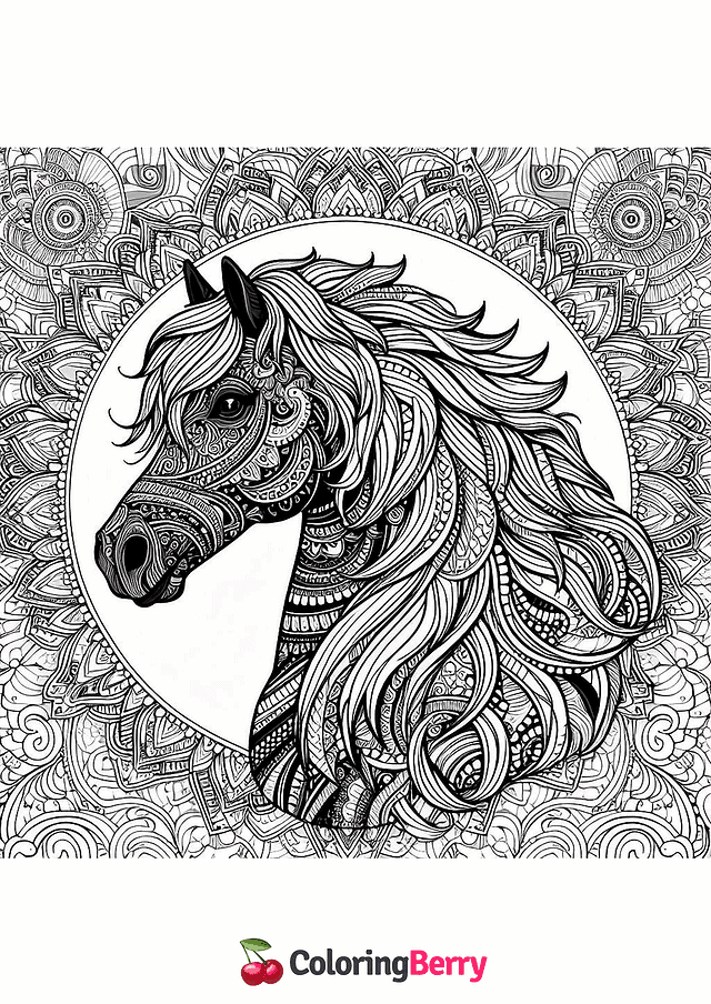 Mandala Horse Coloring Page