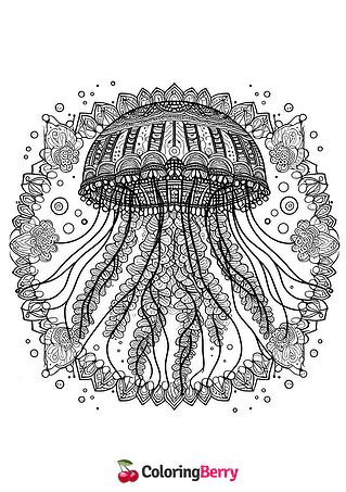 Mandala Jellyfish Coloring Page