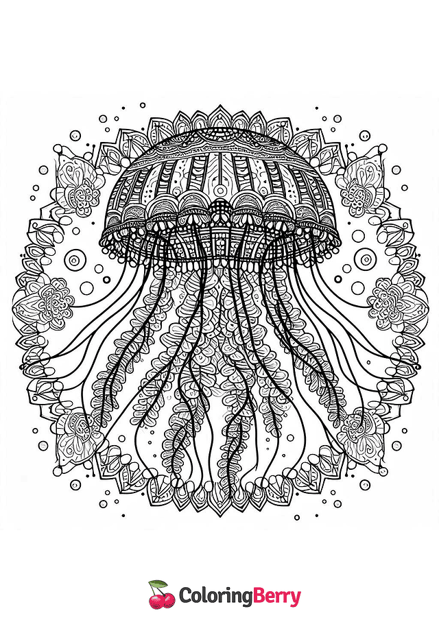 Mandala Jellyfish Coloring Page