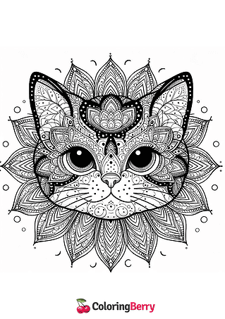 Mandala Kitty Coloring Page