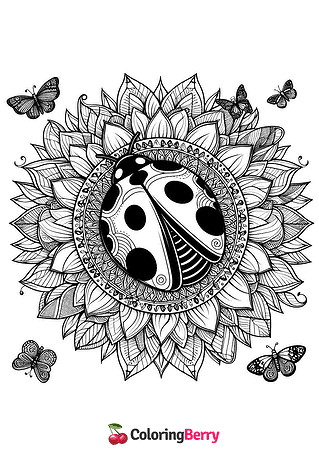Mandala Ladybug Coloring Page
