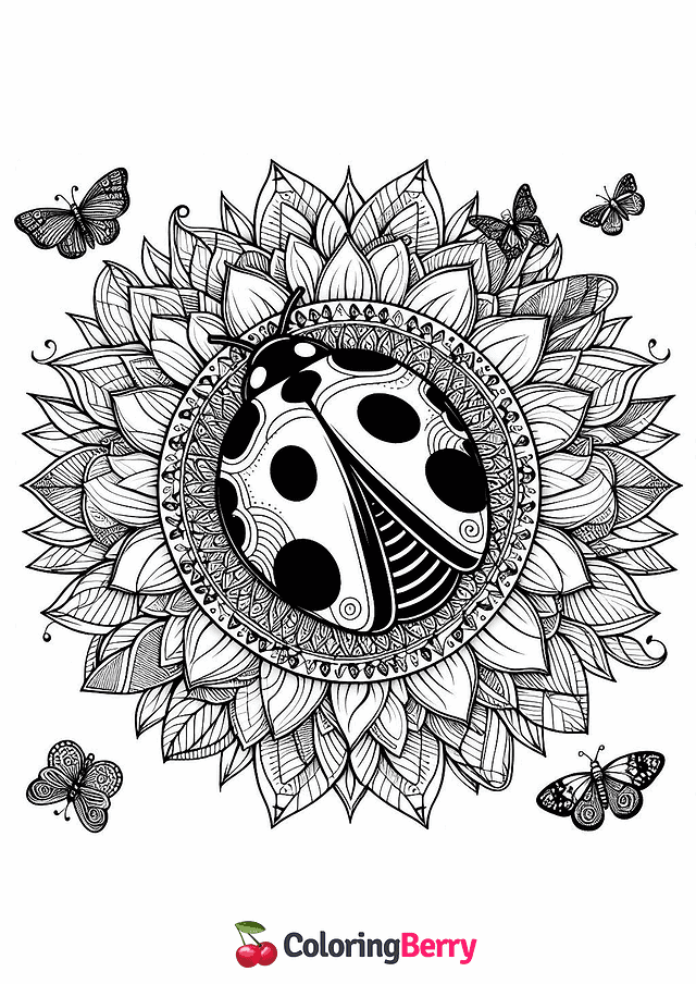 Mandala Ladybug Coloring Page