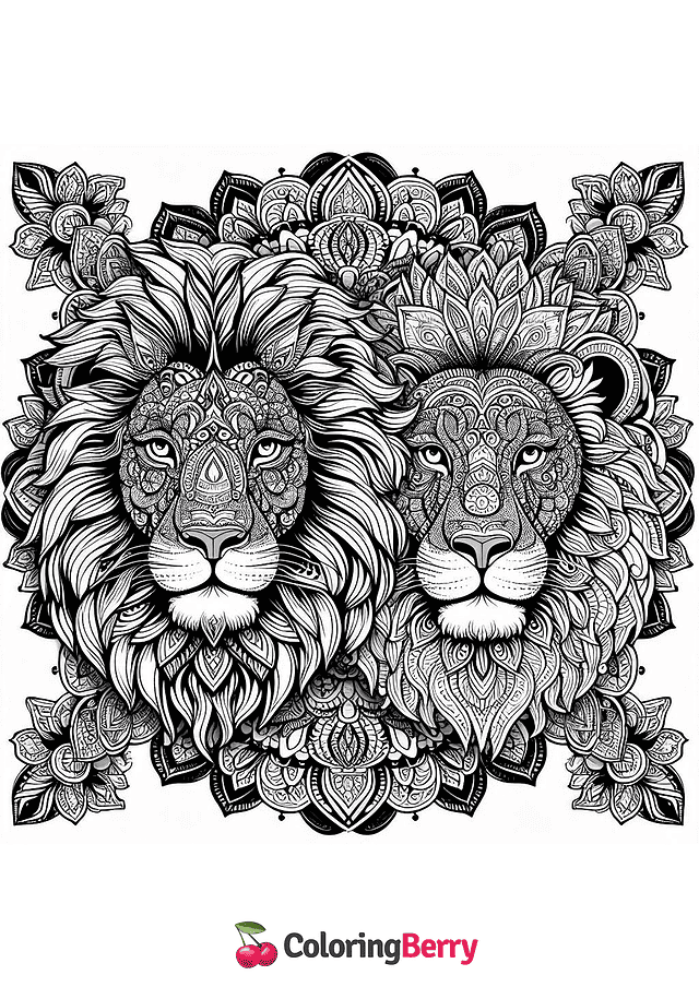 Mandala Lion Coloring Page