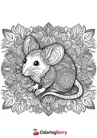 Mandala Mouse Coloring Page