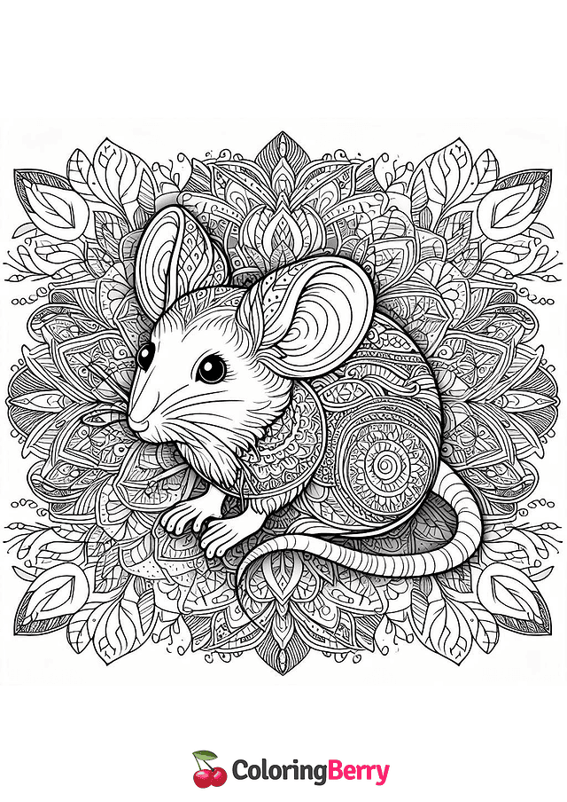 Mandala Mouse Coloring Page