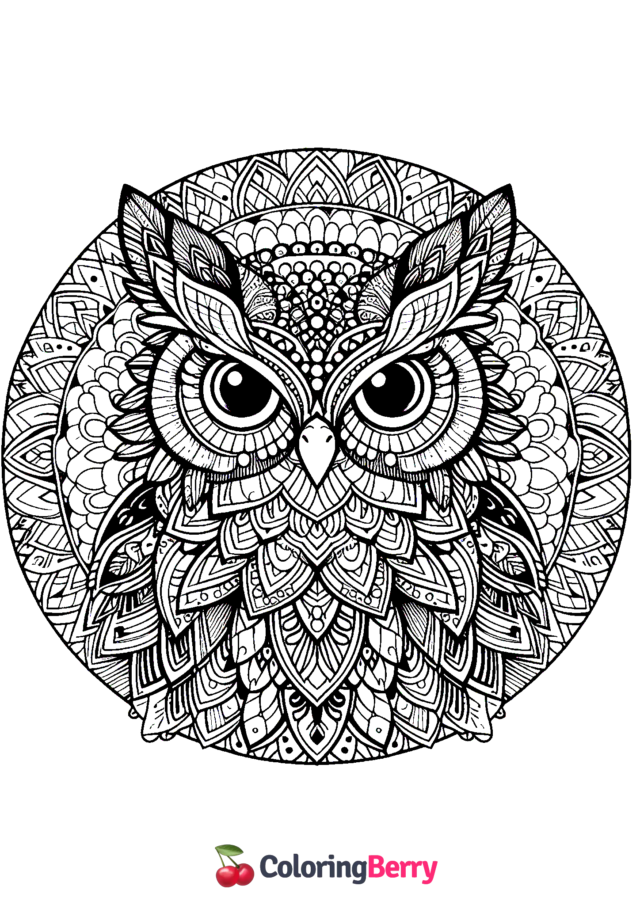 Mandala Owl Coloring Page