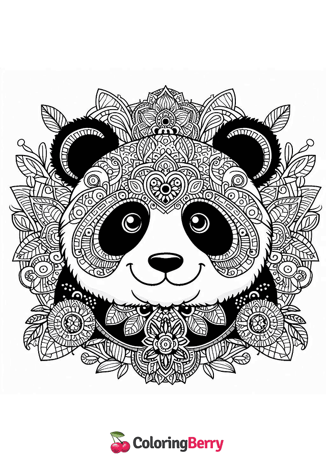 Mandala Panda Coloring Page