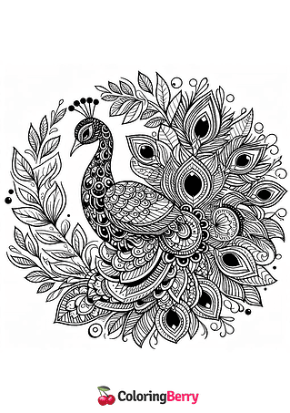 Mandala Peacock Coloring Page