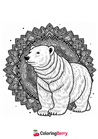 Mandala Polar Bear Coloring Page