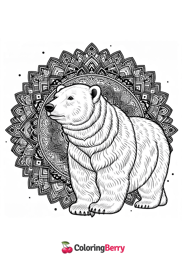 Mandala Polar Bear Coloring Page