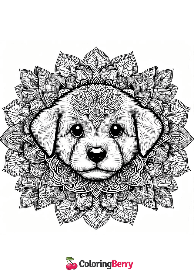 Mandala Puppy Coloring Page