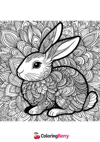 Mandala Rabbit Coloring Page