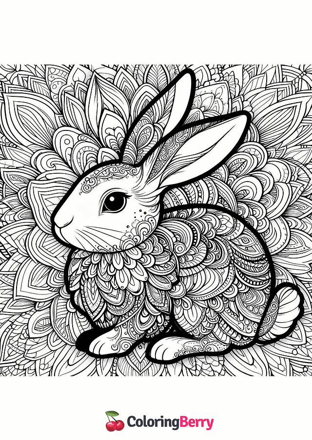 Mandala Rabbit Coloring Page