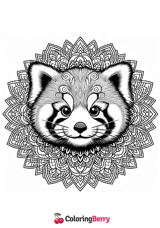 Mandala Red Panda Coloring Page