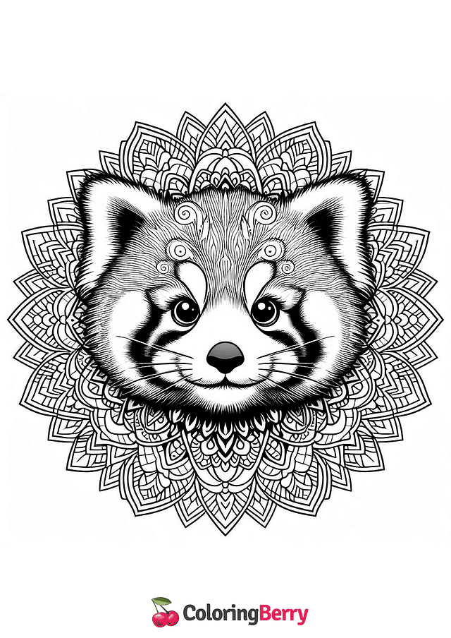 Mandala Red Panda Coloring Page