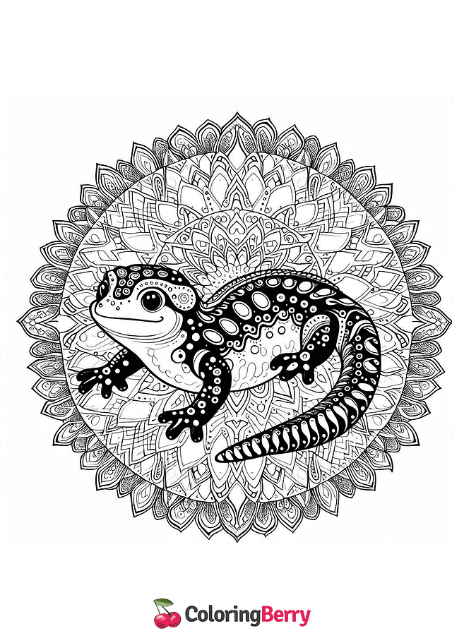 Mandala Salamander Coloring Page