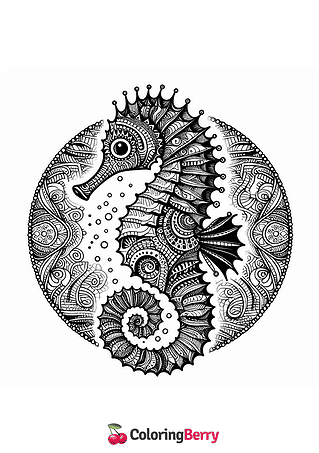 Mandala Seahorse Coloring Page