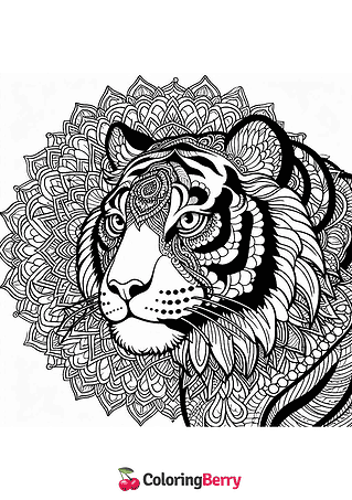 Mandala Tiger Coloring Page