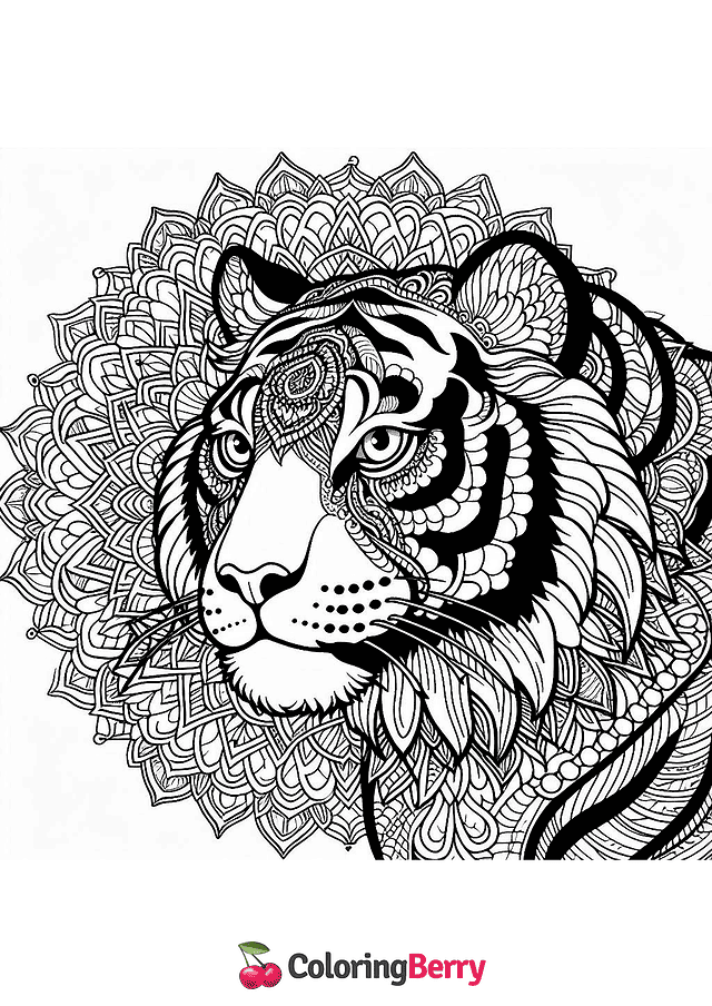 Mandala Tiger Coloring Page