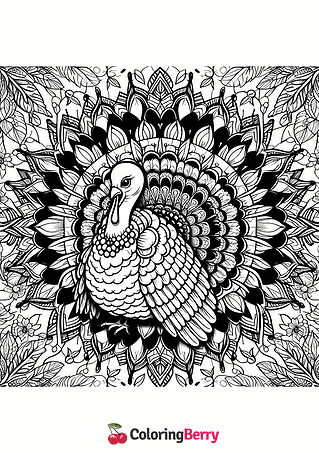 Mandala Turkey Coloring Page