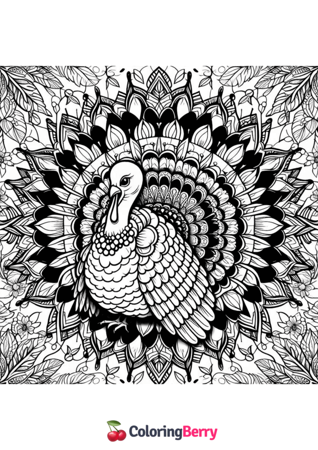 Mandala Turkey Coloring Page