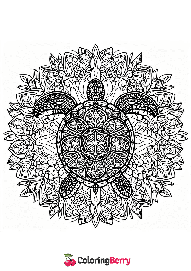 Mandala Turtle Coloring Page