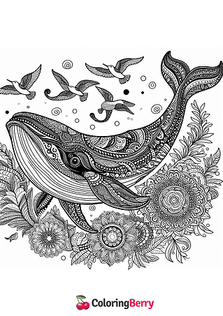 Mandala Whale Coloring Page