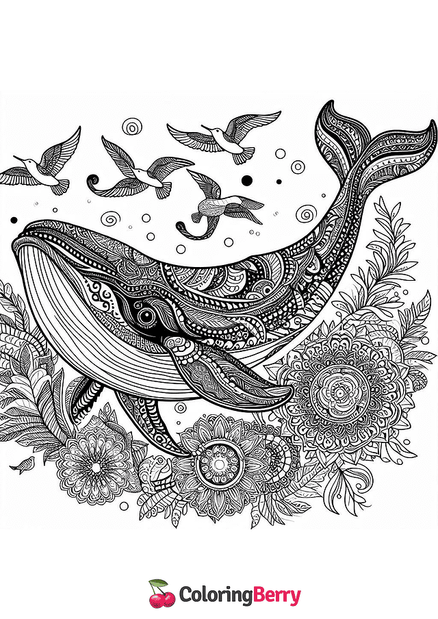 Mandala Whale Coloring Page